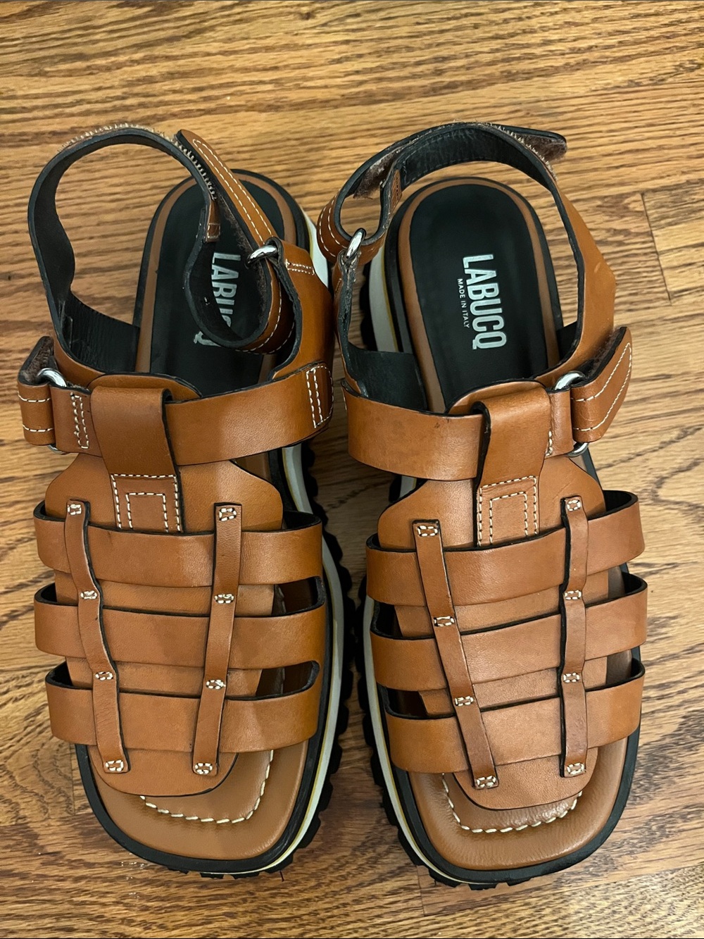 Labucq Boomer Tan leather fisherman sandal size 39 - Picture 2 of 9